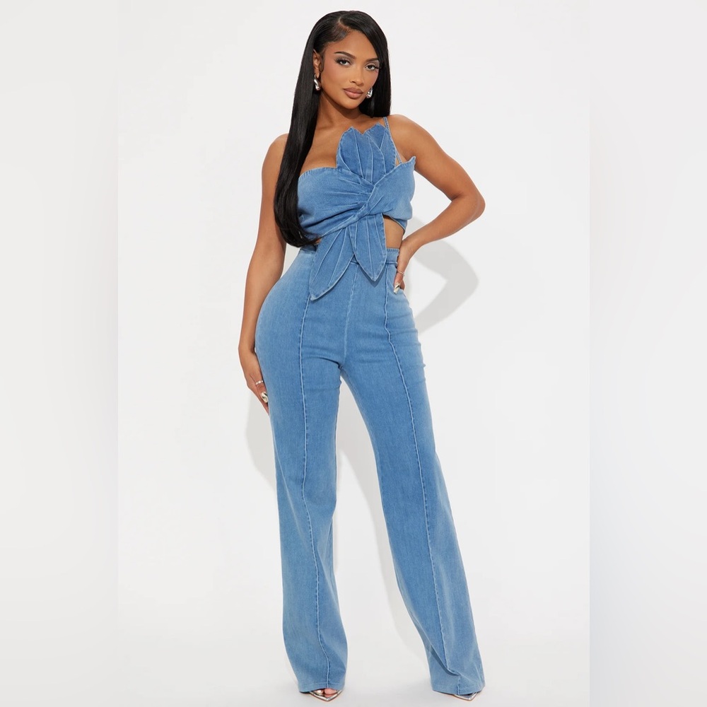 Fashion Nova Denise Denim Pant Set - Denim